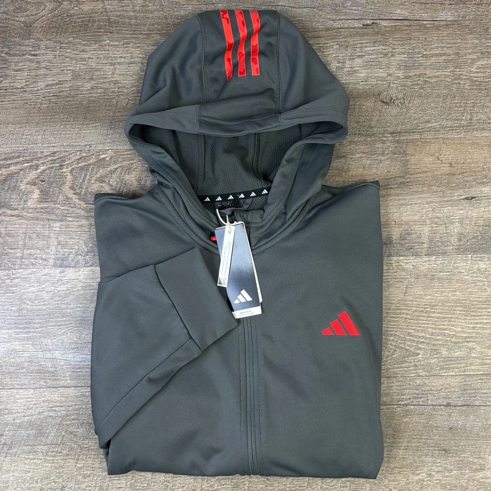 NEW Men’s Adidas Full Zip Hooded Track Top Size Large